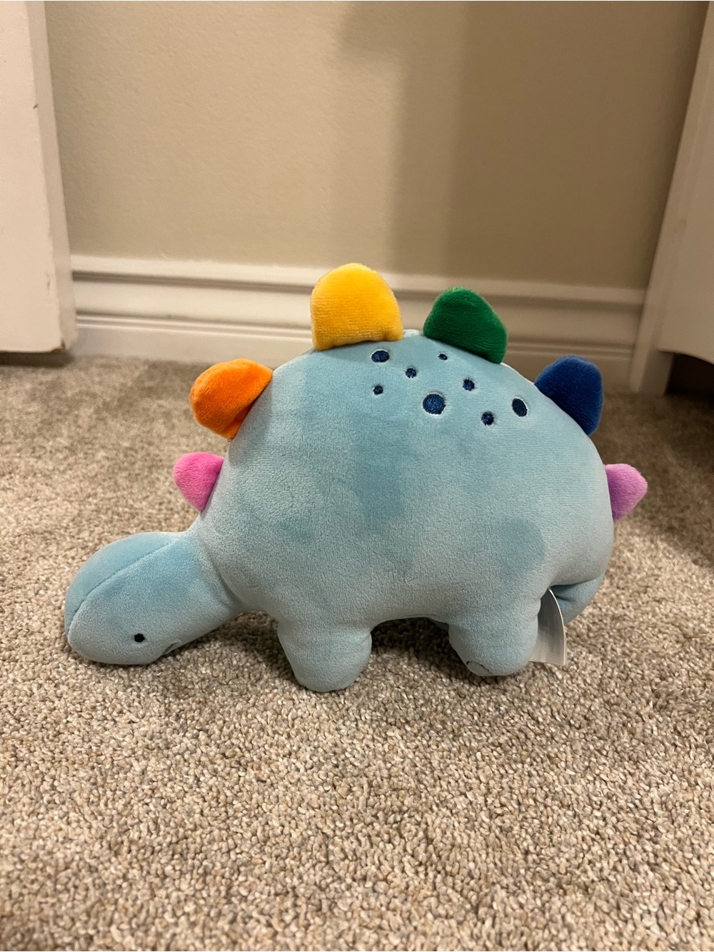 pop Plush Blue Dino with Rainbow Spikes
